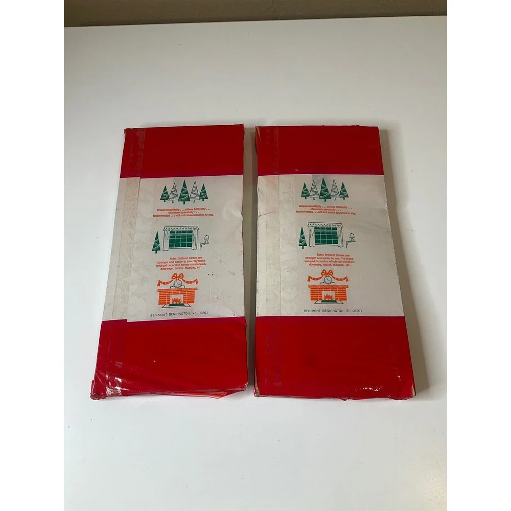 Vintage Christmas Tree Icicles Set (2) Tinsel Ben-Mont USA Shiny Nostalgic